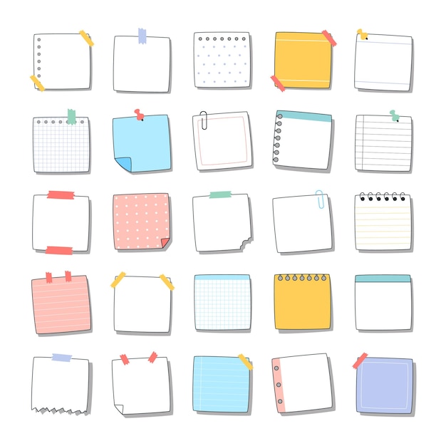 Vector various collections of hand drawn illustration notes paper