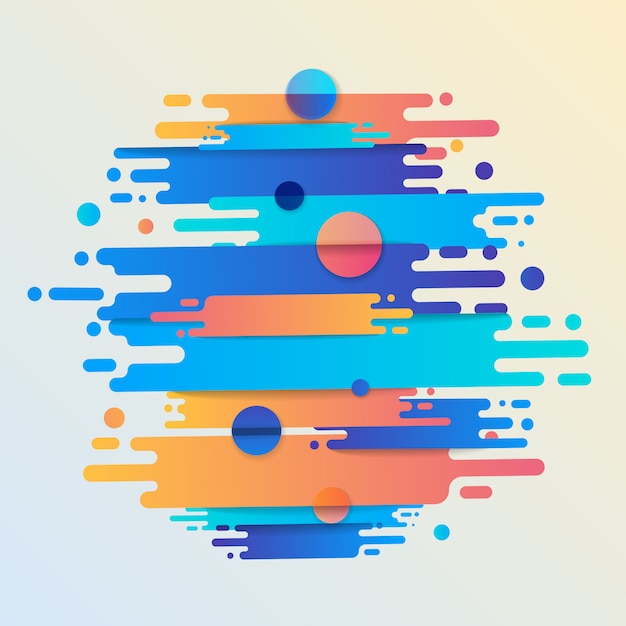 Vector various colored rounded shapes lines in diagonal rhythm.  illustration of dynamic composition. motion graphic geometric element.