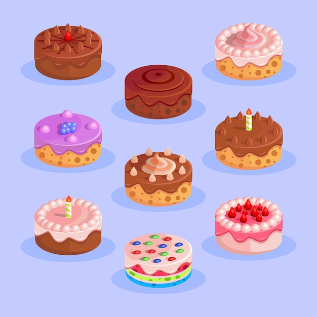 Various Colorful Cake Vector Set