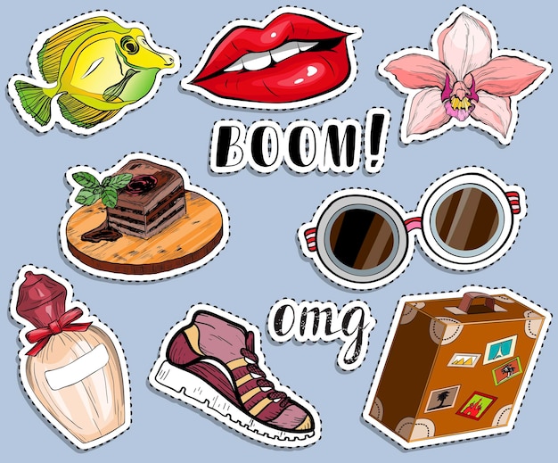 Various colorful sticker set Traveling concept