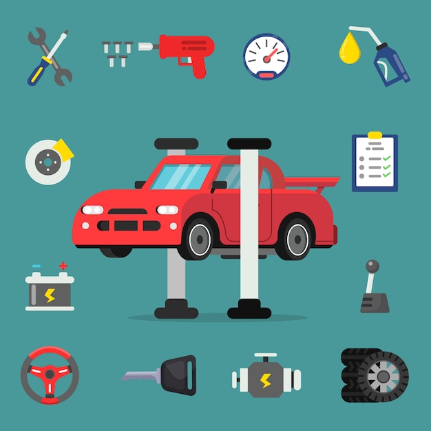 Various details for car service icon set