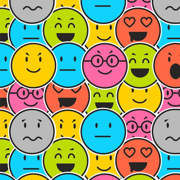 Vector various emoticons pattern template