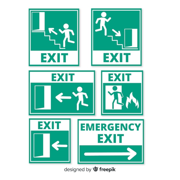 Various exit signs