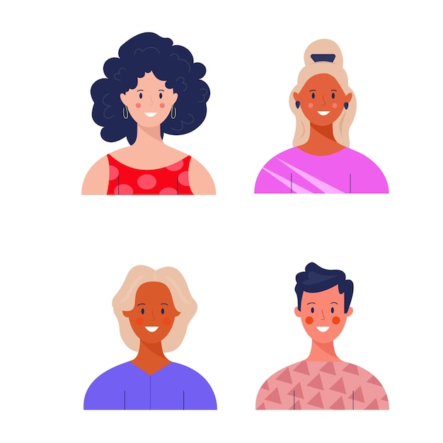 Vector various female and male avatars with a smile