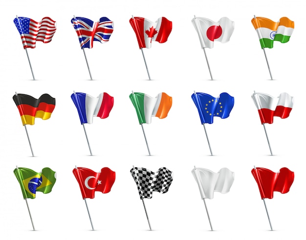 Various flags, 3d set