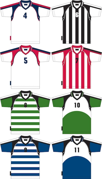 Various Football Soccer Jerseys Sports Illustration
