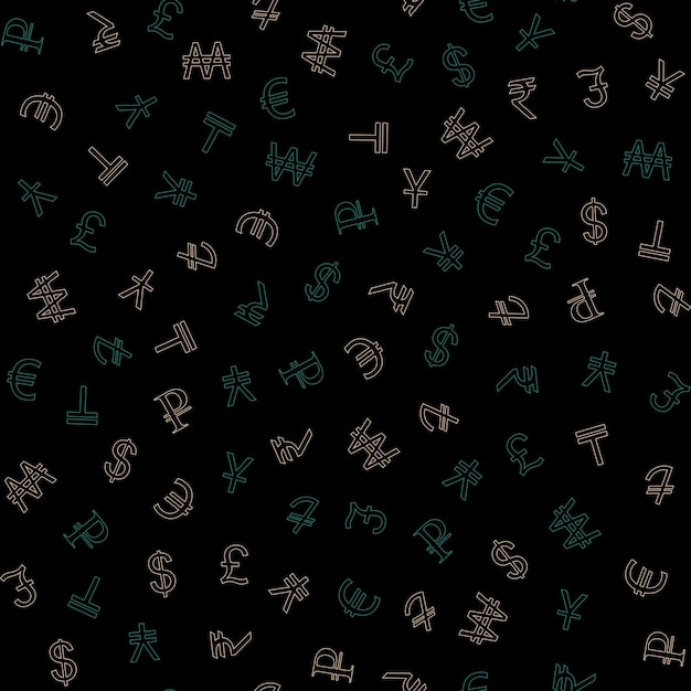 Various foreign currencies signs seamless pattern background Various currency symbols