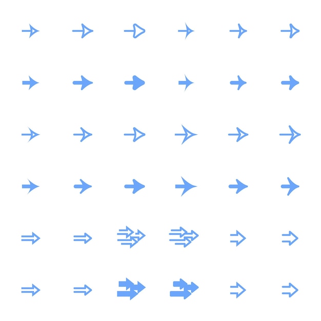 Various forms of basic arrow icons