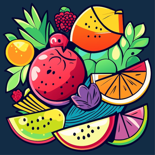 Various fruits design doodle vector illustration