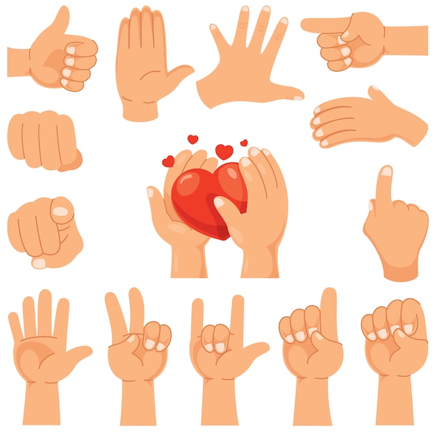 Вектор Различные жесты человеческих рук