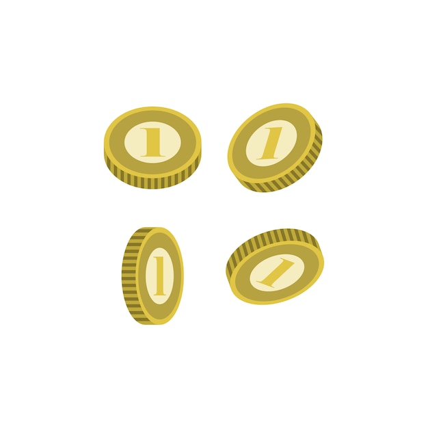 Vector various golden coins isolated icon