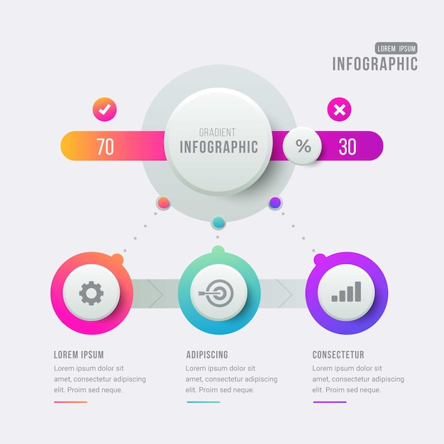 Различные элементы инфографики градиента