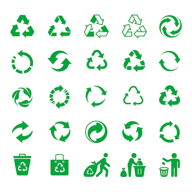 Vector various green recycle symbol collection