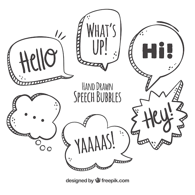 Various hand drawn speech bubbles