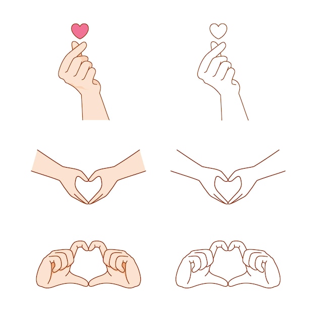 Various Heart-Shaped Hands Gesture