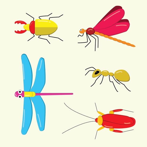 Vector various kind of insects cartoon pack