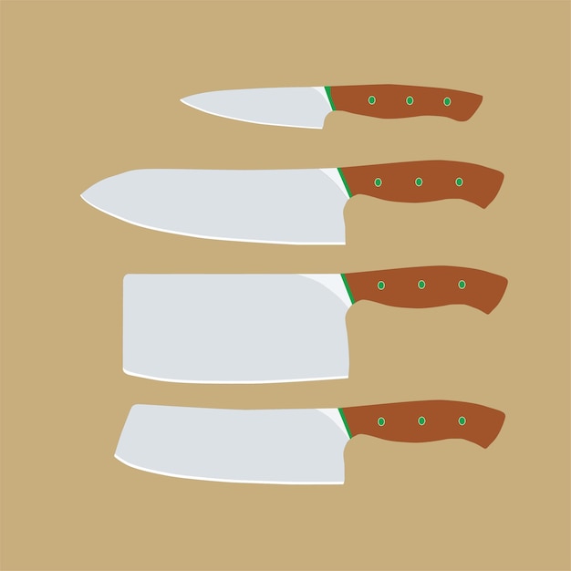 Various kinds of kitchen knives