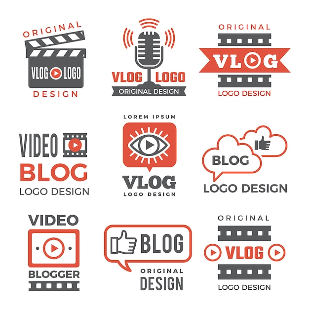 Vector various logotypes for tv channels and vloggers