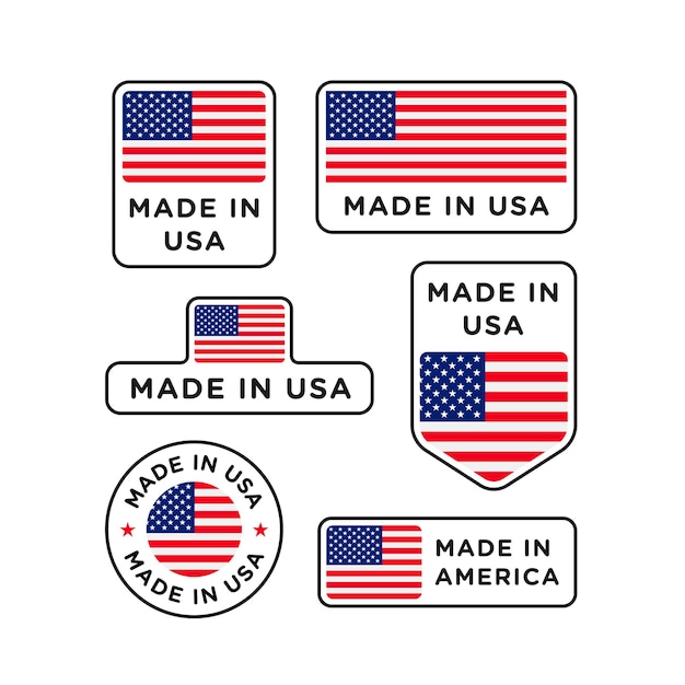 Various made in USA labels set