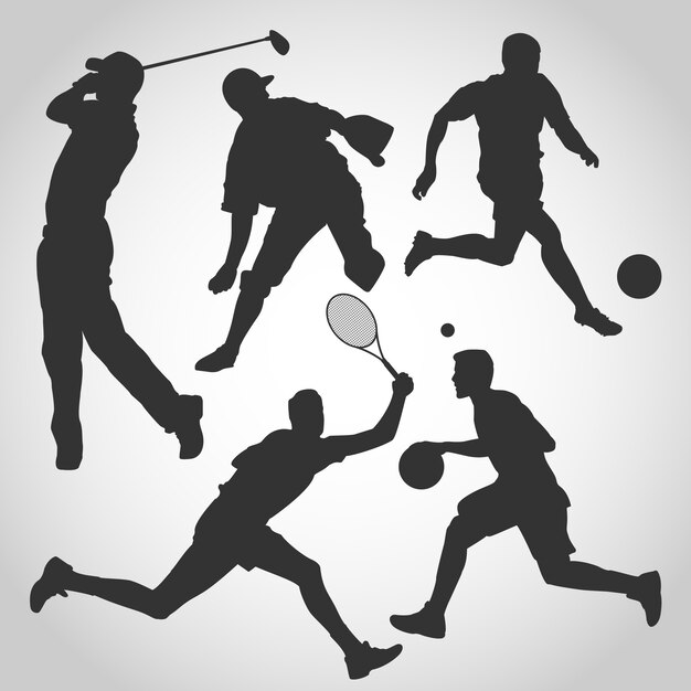 Vector various male sports silhouette