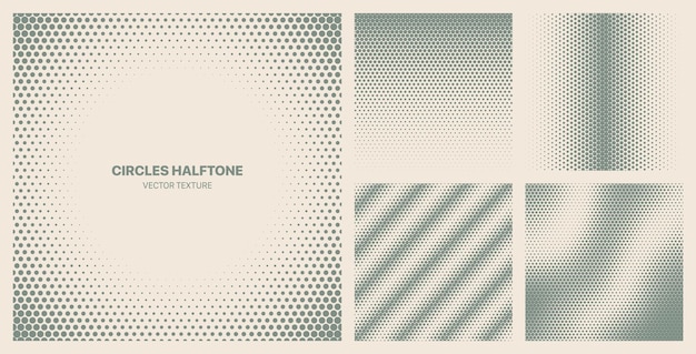 Various Modern Halftone Dotted Textures Vector Different Geometric Pattern Set