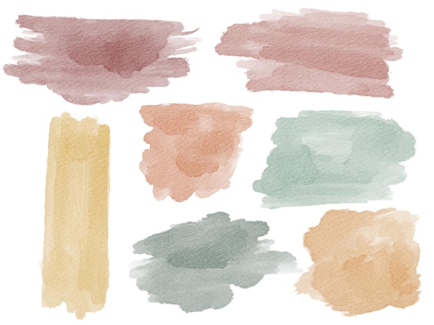 Vector various modern pastel palette abstract watercolor shapes and brushstrokes