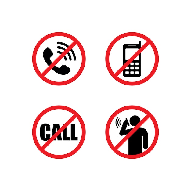 various no call symbol with red forbidden sign