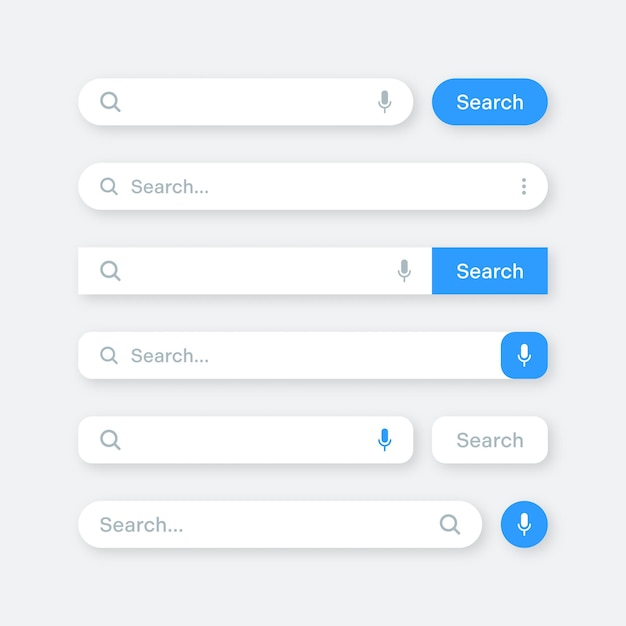 Вектор Различные шаблоны панели поиска интернет-браузер с панелью адреса и текстовым полем ui
