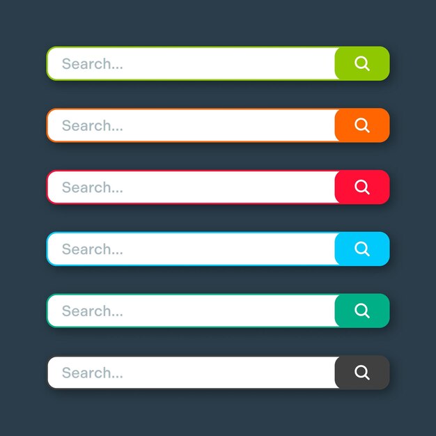 various search bar templates internet browser engine with search box address bar and text field ui design website interface element with web icons and push button vector illustration