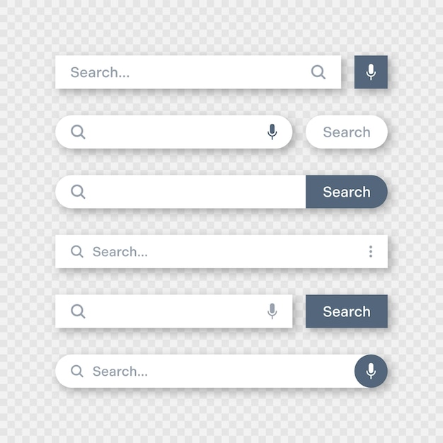 Various search bar templates internet browser engine with search box address bar and text field ui