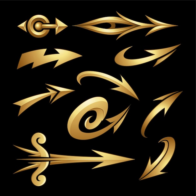 Various Shaped Curvy Gold Arrows