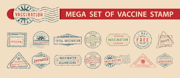 Марки вакцинации различной формы с положительными и отрицательными результатами