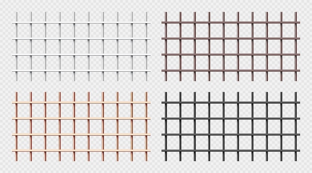 벡터 다양한 반이는 금속 감옥 막대기 컬렉션 현실적인 세부적인 감옥 케이지 감옥 철 울타리 범죄자