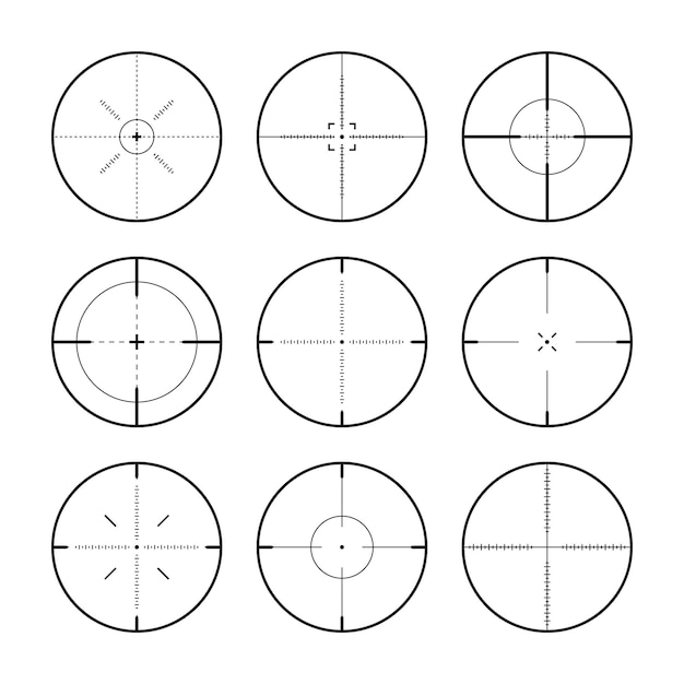 ベクトル さまざまなスナイパーライフル視点 武器 光学スコープ クロスヘア 狩 ⁇  銃 ビューファインダー 射撃マーク