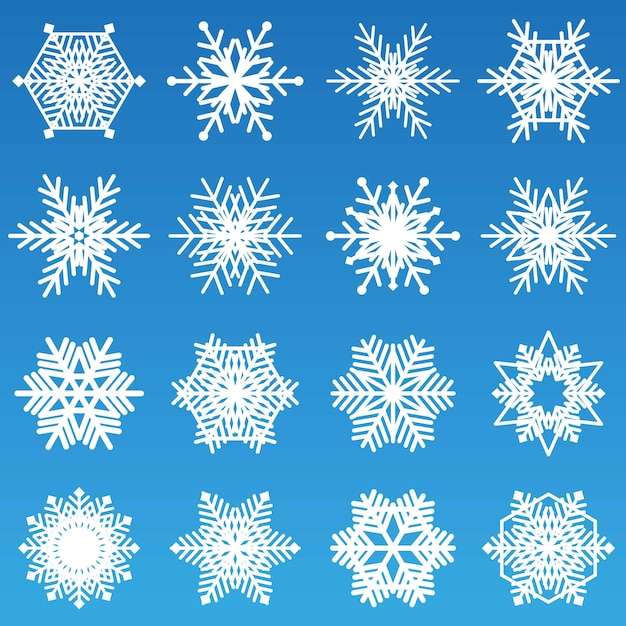 Various snowflake icon in white stroke style by vector design