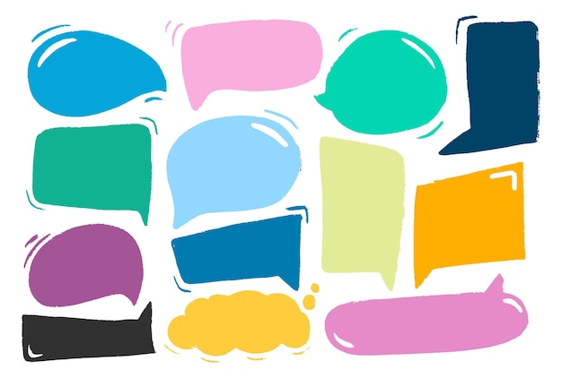 Various speech bubbles Hand drawn vector collection Brush texture