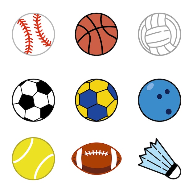 Various sports ball icon set