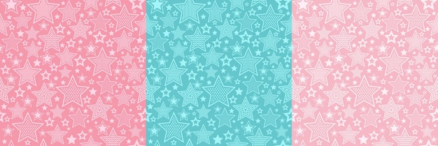 Various stars doodle collection vector seamless pattern