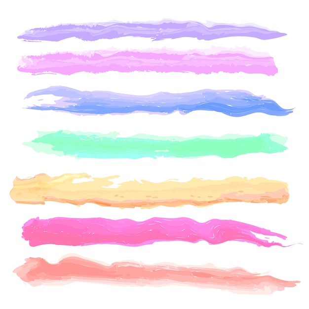 Various strokes of color paint on white background  vector illustration