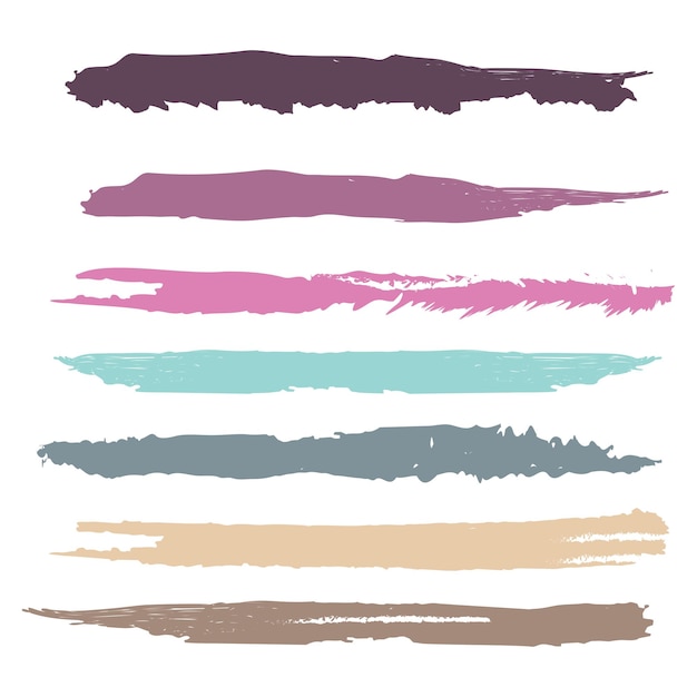 Различные мазки цветной краской на белом фоне Векторная иллюстрация