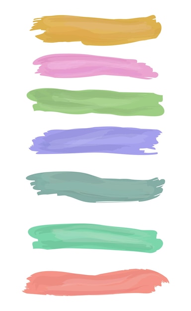 Various strokes of color paint on white background  Vector illustration