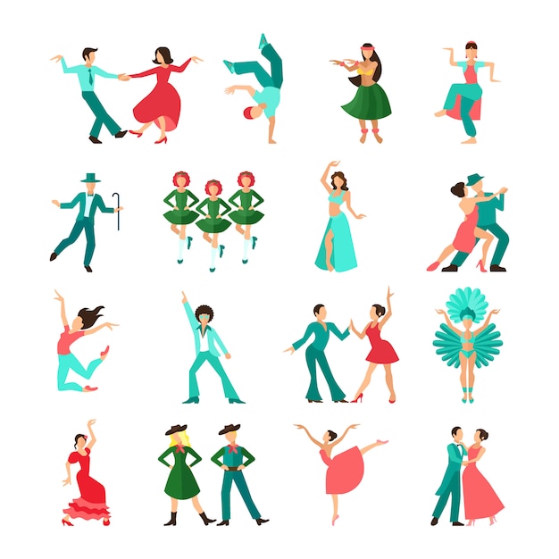 Различные стили танцующих мужчин соло