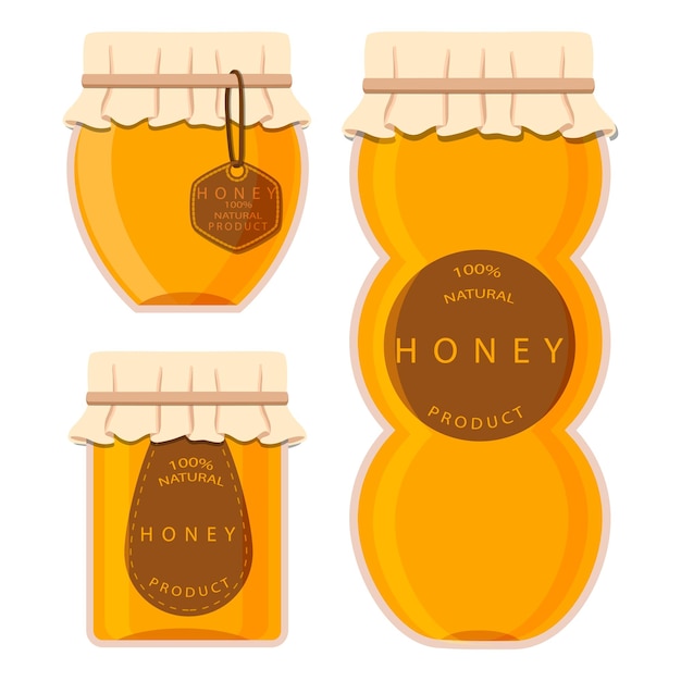 Various sweet tasty natural honey from honeycomb