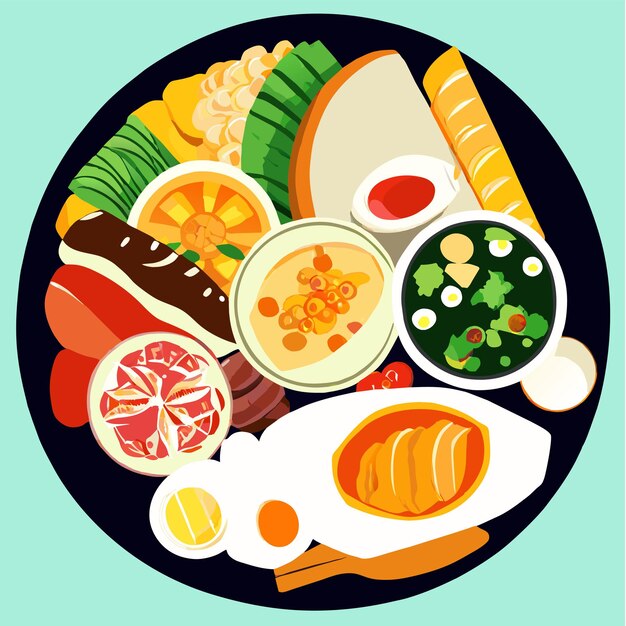 Vector various tasty dishes vector illustration