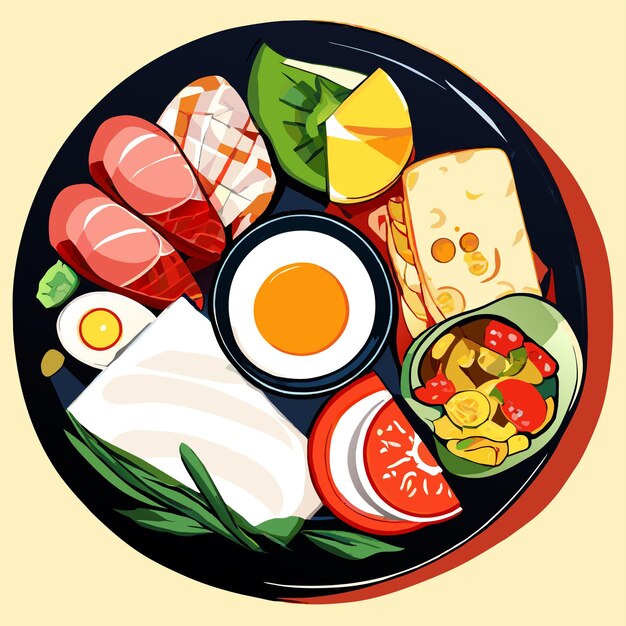 various tasty dishes vector illustration