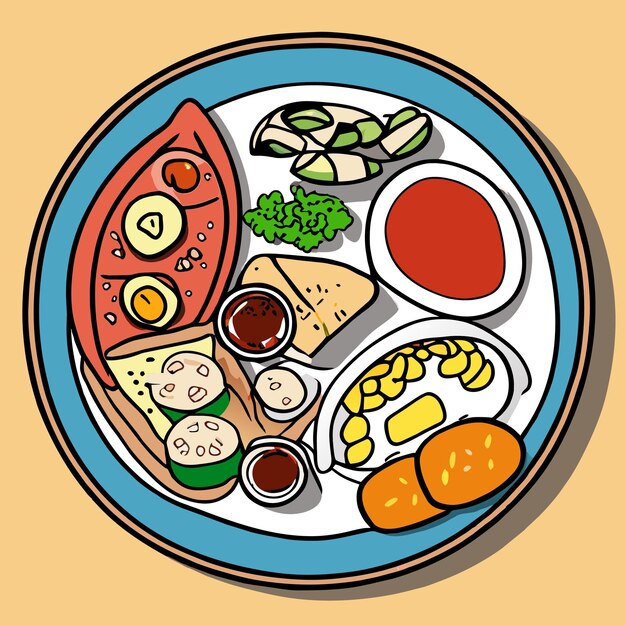 Vector various tasty dishes vector illustration