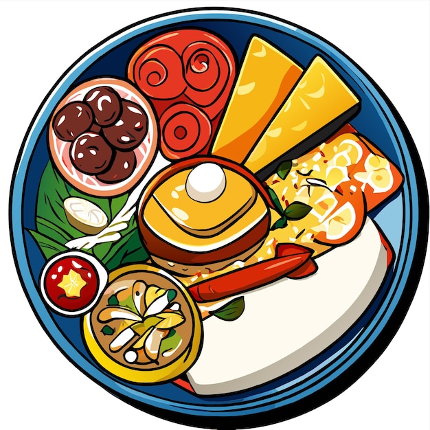 Vector various tasty dishes vector illustration