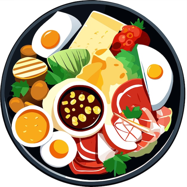 various tasty dishes vector illustration