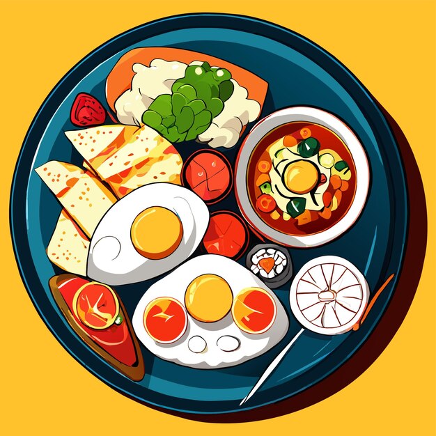 Various tasty dishes vector illustration