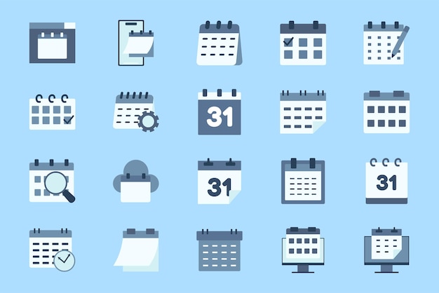 various types of icons for calendars used for design media simple flat icon vector
